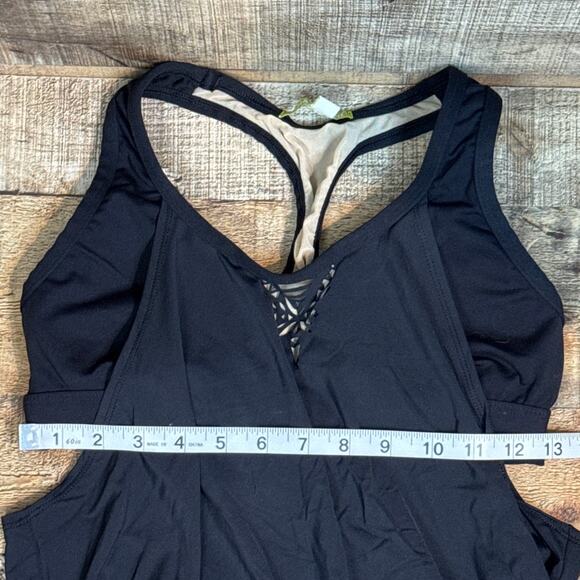 Gianni Bini Black Blouson Tankini Swimsuit Top Laser Cut Back Size Small - Picture 12 of 13